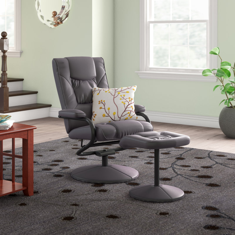 Fauteuil inclinable ergonomique en cuir végétalien avec repose-pieds Hillsg, Similicuir brun