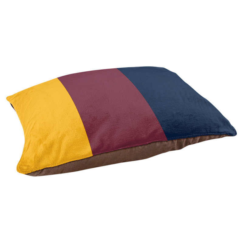 Coussin Cleveland, Moyen (l 28 po x P 18 po x H 9,5 po), Or / vin / bleu marine