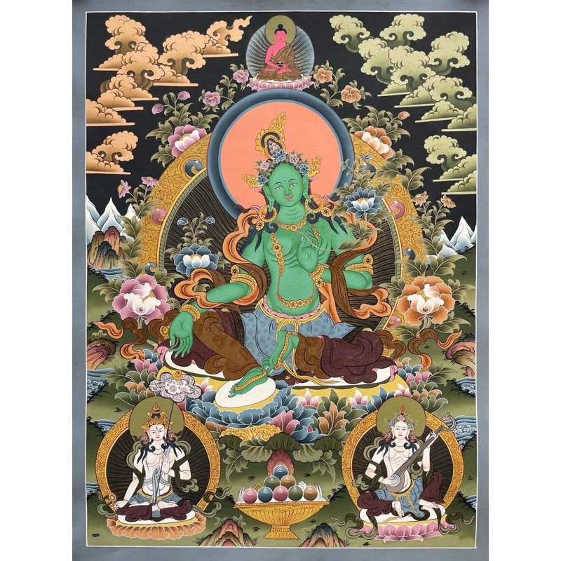 Vert Tara Thangka (Thangka sans brocart)