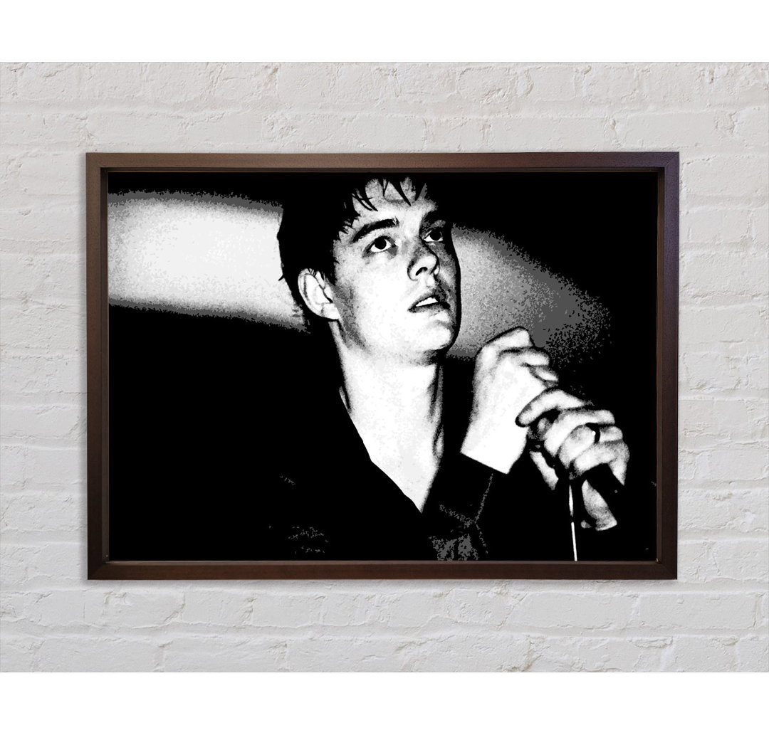 Ian Curtis B N W - Einzelner Bilderrahmen Kunstdrucke auf Leinwand