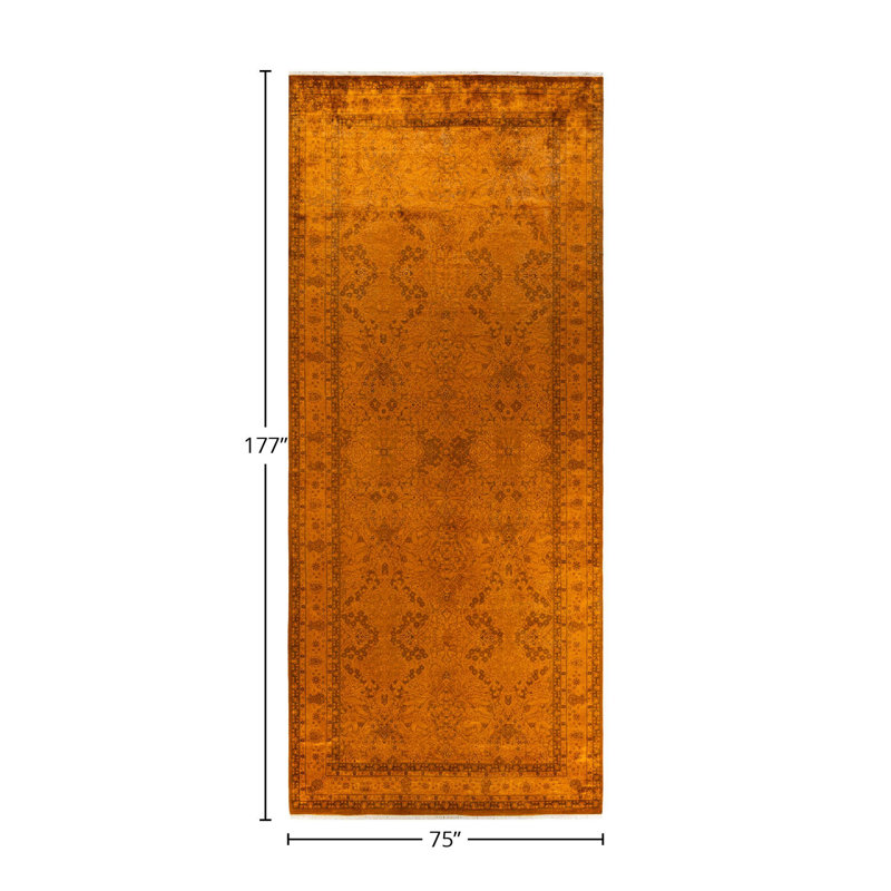 Coram One-of-a-Kind Rectangle 6' 3" X 14' 9" New Age Runner Wool Area Rug Orange