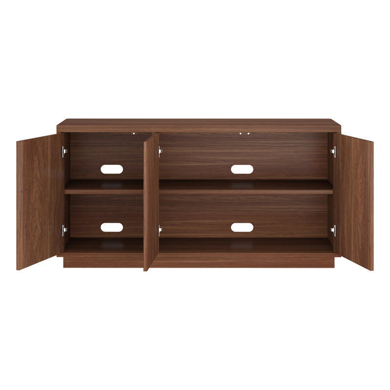 Kelsey Rectangular Fluted TV Stand for TV's up to 55" in Satin Walnut, Satin Walnut