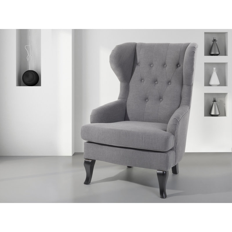 Aleshia Upholstered Wingback Chair, Grey