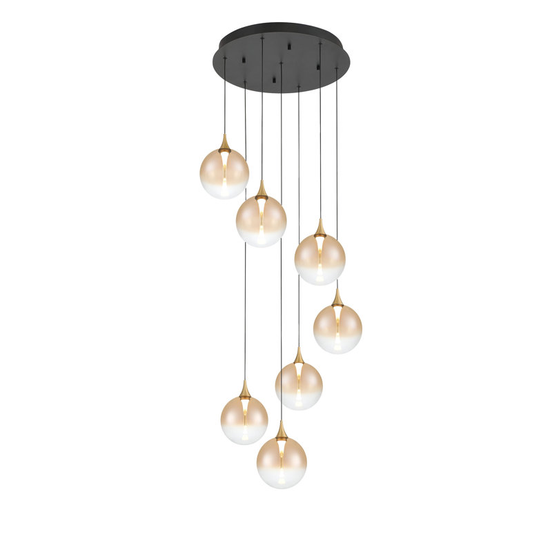 Iissa 7L 21" Chandelier, Gold Amber