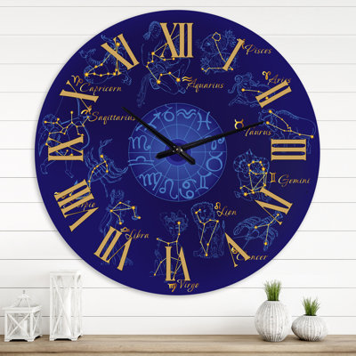 Zodiac With Constellations And Zodiac Signs - Modern Wall Clock