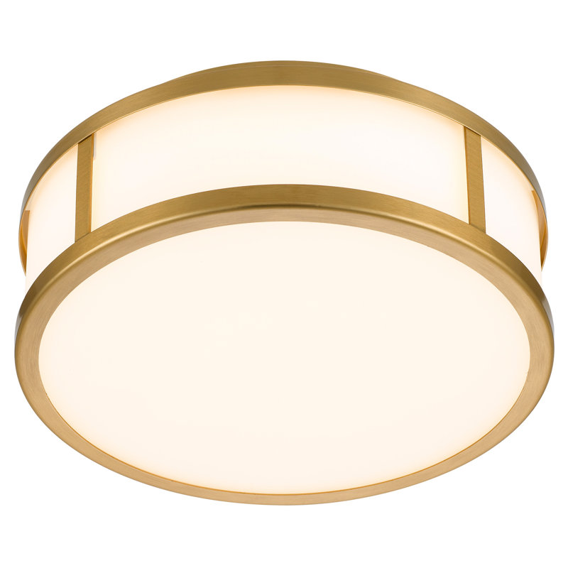 Plafonnier encastré à DEL intégré en laiton antique de 10 po utilisant une DEL écoénergétique, 1225 lumens avec 24 W, 3 choix de température de couleur 3000 K / 4000 K / 5000 K, gradateurs appropriés à intensité variable, verre blanc gravé