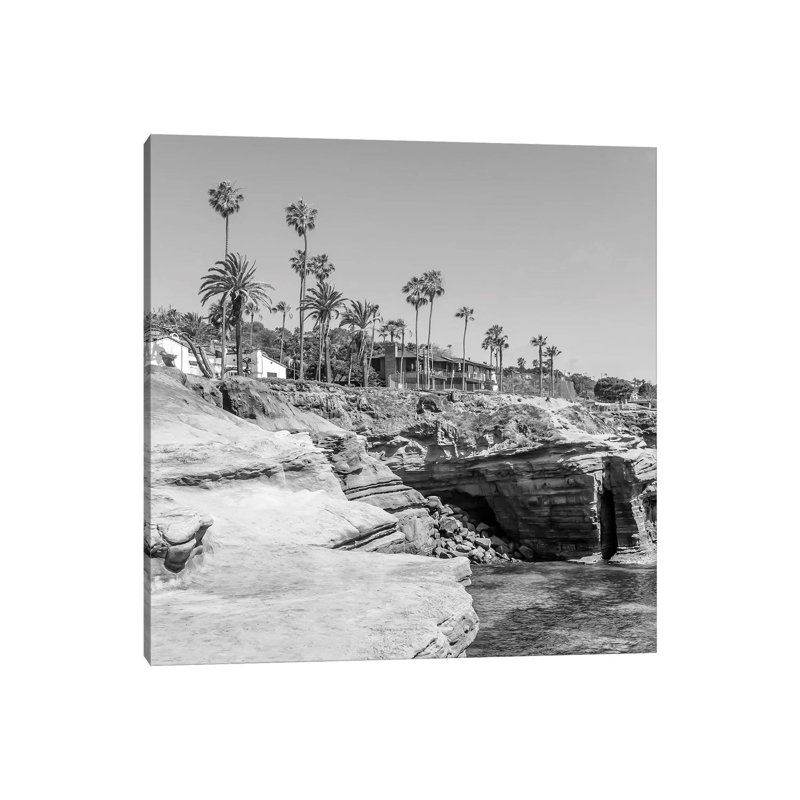 San Diego Gorgeous Sunset Cliffs Monochrome 1 Piece Wrapped Canvas Wall Art, 66.04 cm H x 66.04 cm W x 3.175 cm D