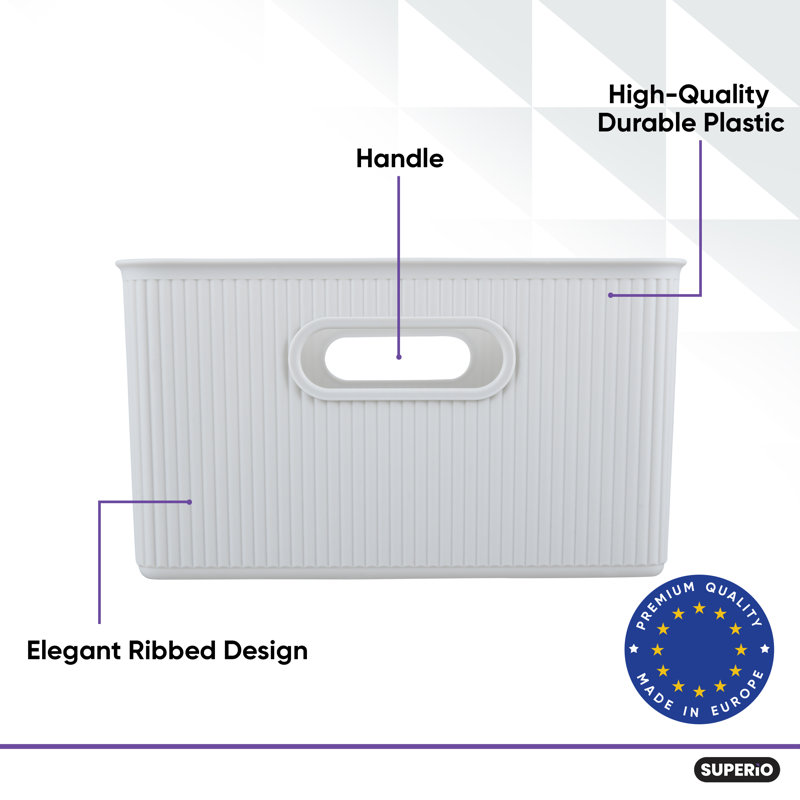 Panier en plastique nervuré, 2, Gris, H 9 po x l 11,5 po x P 15 po