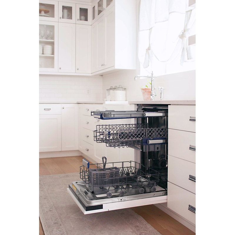 ZLINE Autograph Edition 24" Tallac Series 3rd Rack Top Control Built-In Tall Tub Dishwasher in Custom Panel Ready with Accent Handle, 51dBa