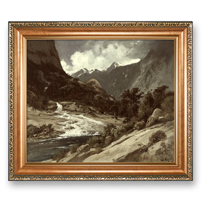 Canyon Hetch Hetchy Side, île de Man. Reproduction d'art classique de William Keith, encadrée avec un cadre doré. Impression giclée de qualité musée, idéale pour la décoration murale. Dimensions de l'image : 20 x 16 pouces (51 x 41 cm).