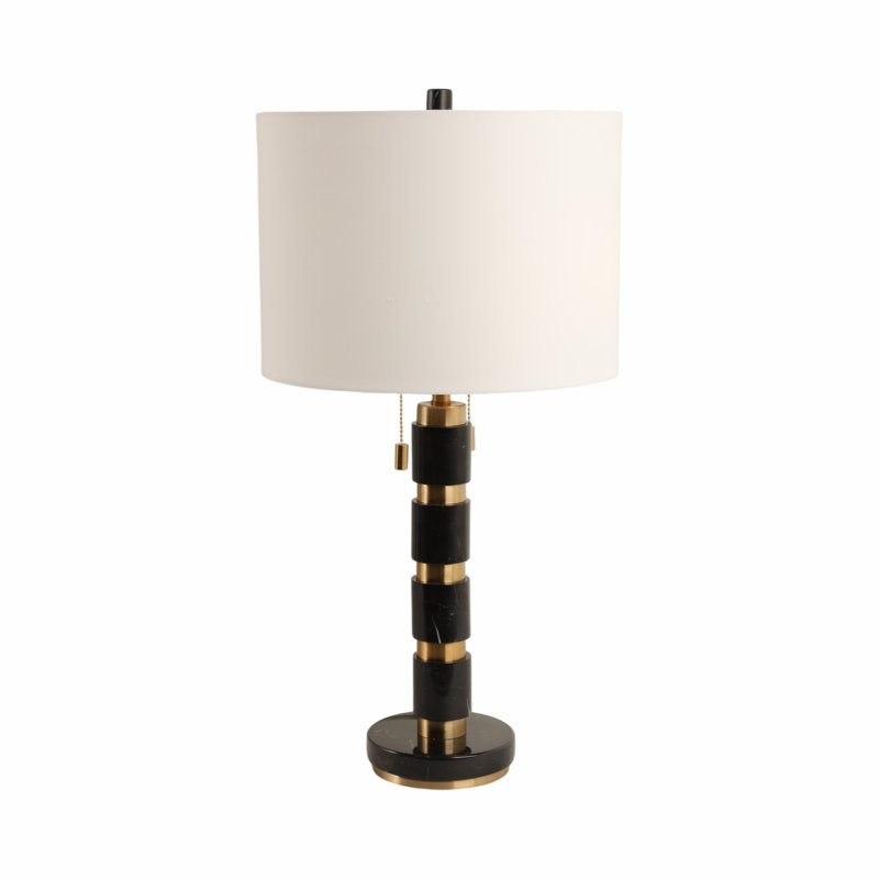 Sagebrook Home 27X14" Stacked Marble Lamp With 2 Pulls, Black/Gold, Black/Gold