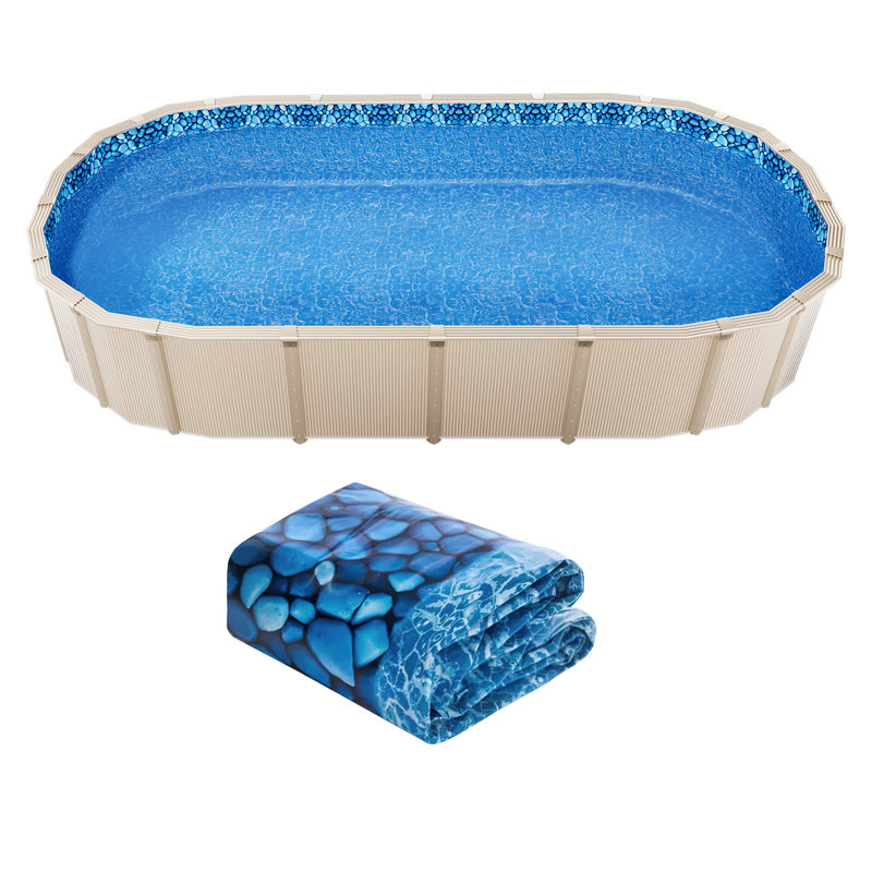 Doublure de piscine ovale à chevauchement, H 46,8 po x l 360 po x P 180 po