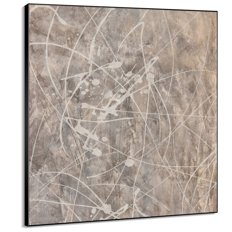 Abstrait, lignes brunes neutres, art mural très grand, impression numérique (assemblage de cadre requis), H 36 po x l 36 po