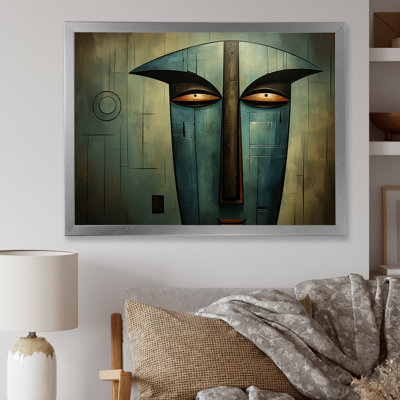 Vert et bleu mystique masque africain Songye Power - Masque africain, art mural