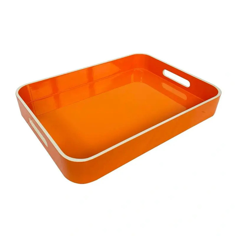 Lacquer Tray - Orange - Medium, 2" H x 16" W x 12" D, Orange