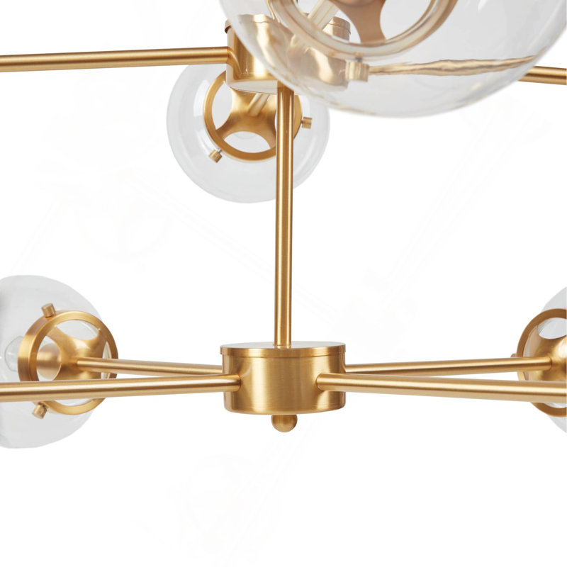 Lustre en métal 8 lumières avec ampoules sphériques dorées / transparentes Voir ci-dessous