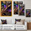 Fleurs abstraites ornées en mauve et or V - art mural floral-1249161749-1249161752