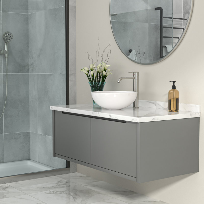 13" L x 13" W Bathroom Vessel Sink White Ceramic Bathroom Sink Circular Above Counter Bathroom Vanity Sink
