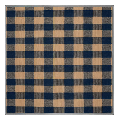 Machine Washable Checkered Gray Area Rug