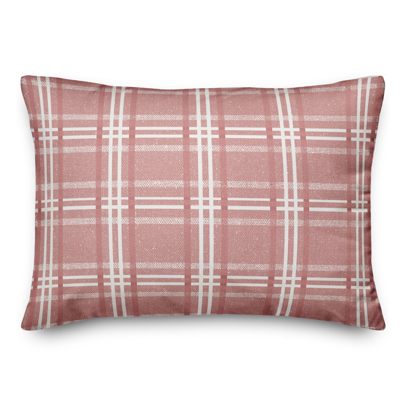 Busy Plaid 18 Outdoor Rectangular Pillow Cover & Insert, Pink