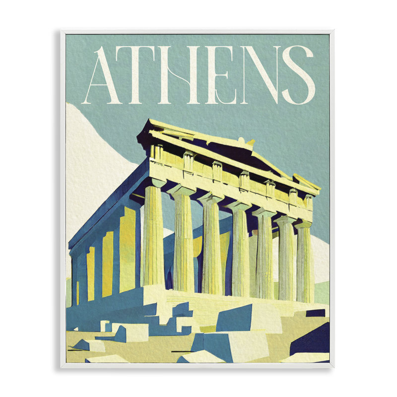 «Athens City Landmark», estampe numérique par Daphne Polselli bg-851, Estampe numérique encadrée blanc bord de mer