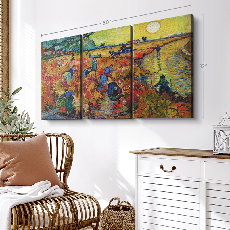 "Vignes rouges à Arles" sur toile, H 50 po x l 32 po