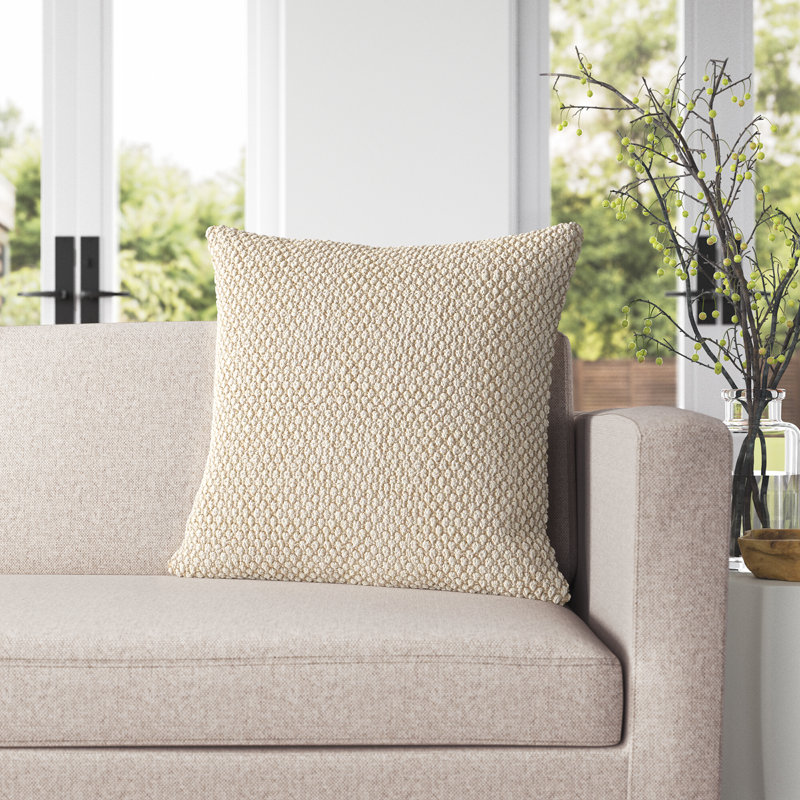 Saskia Cotton Throw Pillow Cover & Insert, Natural