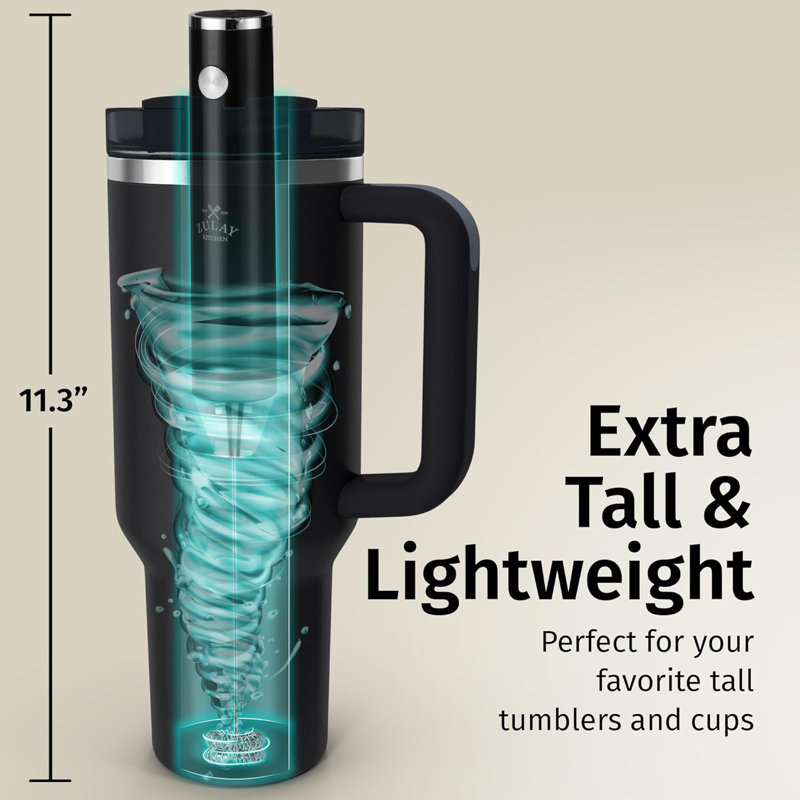 Mousseur à lait rechargeable Zulay Kitchen Lux - puissant moteur à 2 vitesses, entièrement imperméable, batterie 2000mah - mélangeur de boissons pour café au lait, cappuccino, matcha, poudre - rouge 