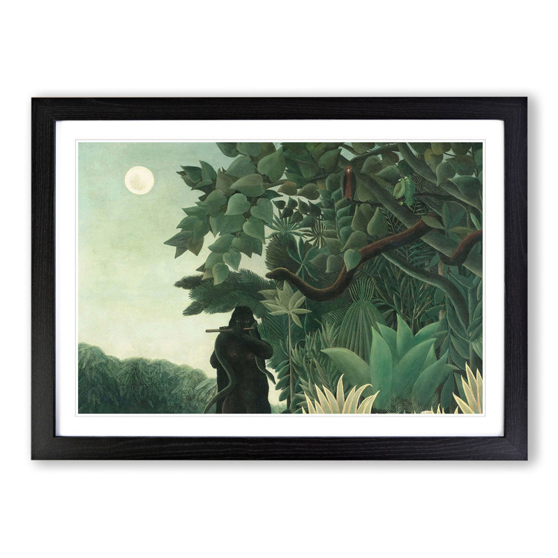 The Snake Charmer by Henri Rousseau - Picture Frame Painting, Black Framed, 48cm H x 65cm W x 2cm D