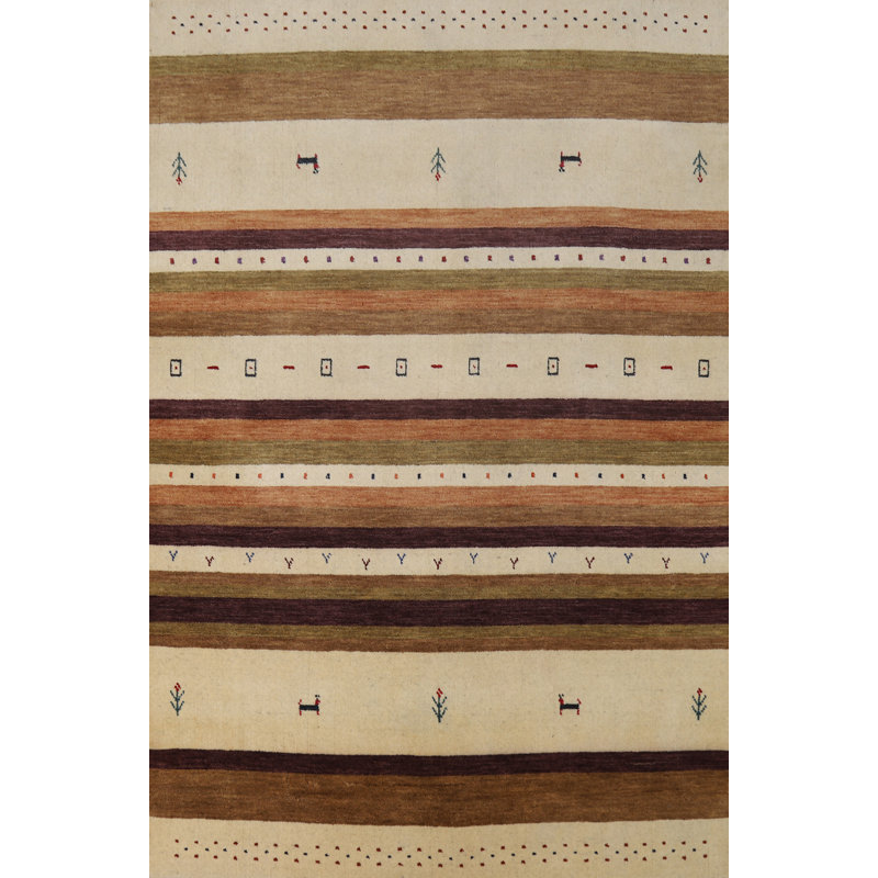 Tapis rayé fabriqué à la main Gabbeh 4 x 6