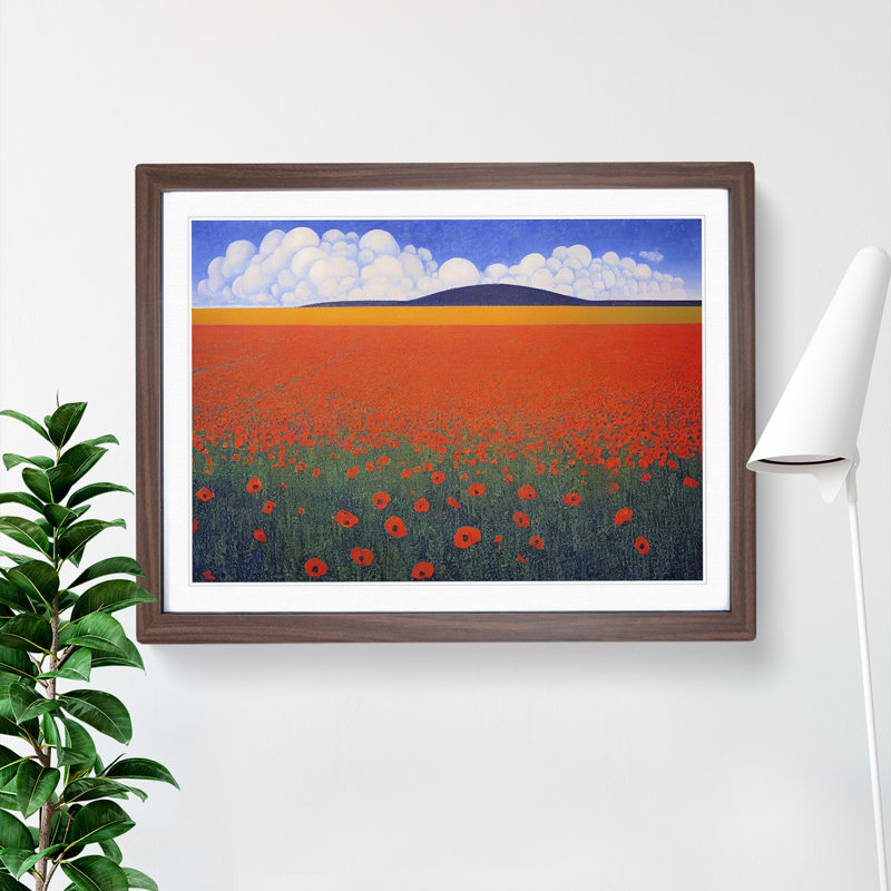 Captivating Poppy Field Flowers - Framed Print, Walnut, 34cm H x 46cm W x 2cm D