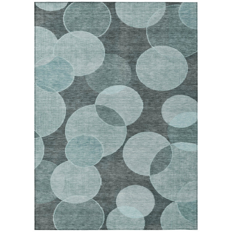 Tapis bleu sarcelle chantille lavable à la machine intérieur / extérieur, Rectangulaire 3 pi x 5 pi