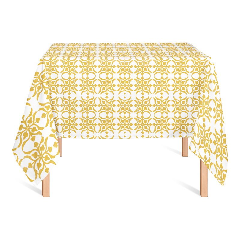 Thon Geometric Square Tablecloth, Yellow