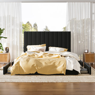 4-Drawer Velvet Upholstered Storage Platform Bed with Adjustable Headboard by Ebern Designs