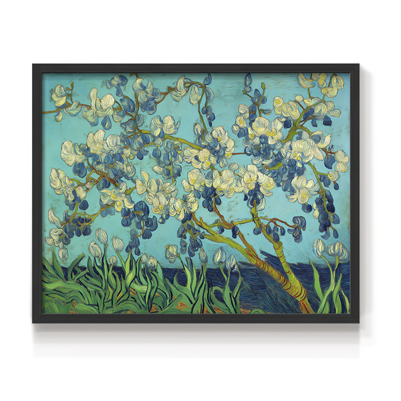 Floral Series-XLVII -Framed Print - Restickable, H 22 po x l 28 po, Noir, noir, noir, noir