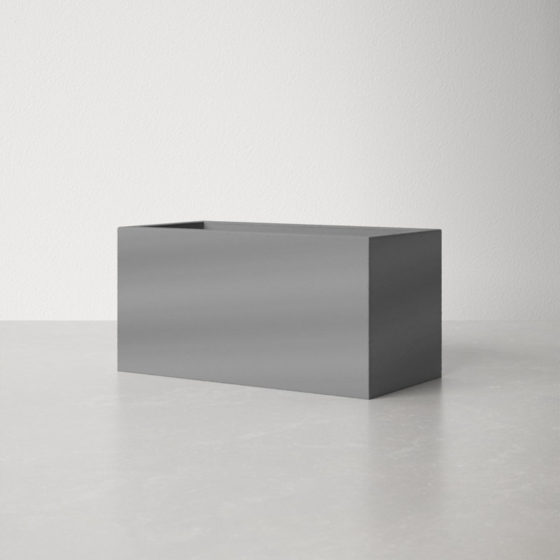 Magda Handmade Planter Box, 8" H x 16" W x 8" D, Gray