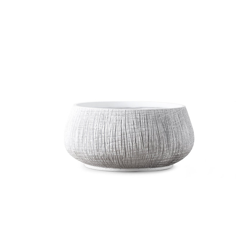 Pot à fleurs en résine, H 9 po x l 19,5 po x P 19,5 po, Blanc
