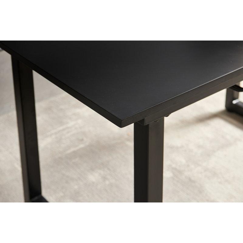 Table de salle à manger carrée noire avec support en métal, surface, table à pieds moderne, couleur, pour ornement de salon