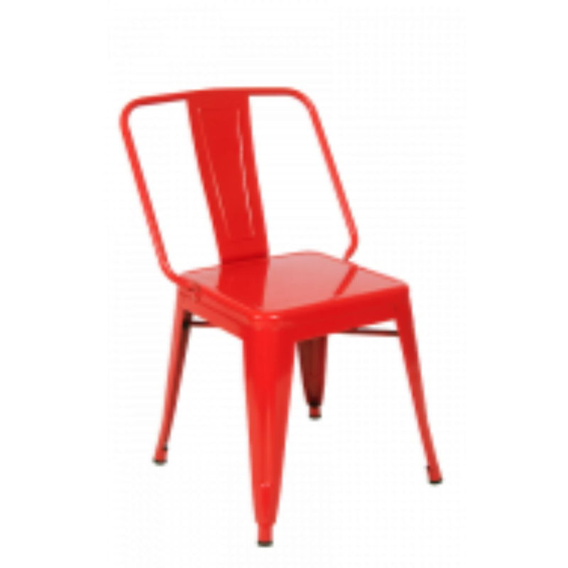 Chaise d’appoint en métal empilée en métal rouge