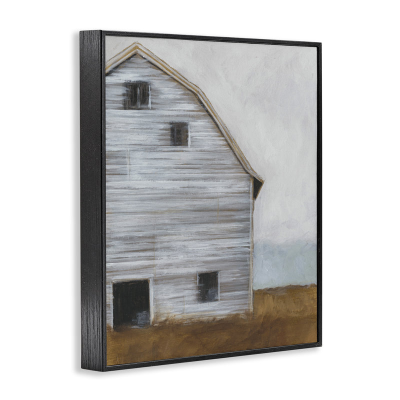 «Worn Old Barn Farm», reproduction de peinture acrylique, H 30 po x l 24 po, Giclée encadrée noir minuit