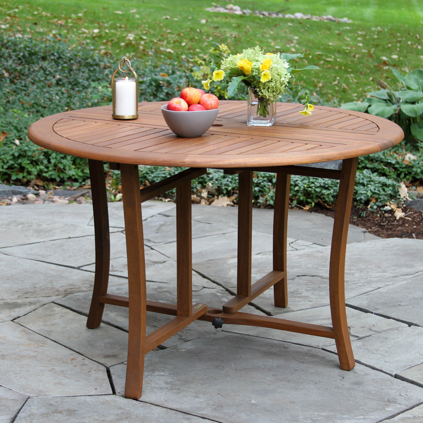 Kinsler 48" Eucalyptus Patio Dining Set, 30" H x 43" W x 43" D