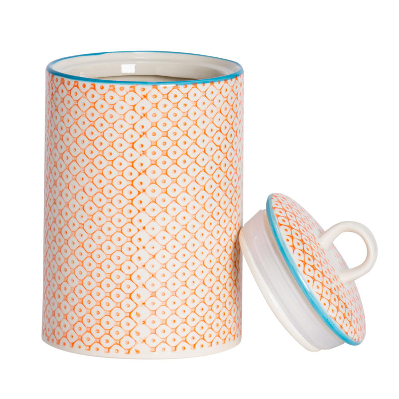 Nicola Spring Hand-Printed Kitchen Utensil Holder - 1 Litre - Orange