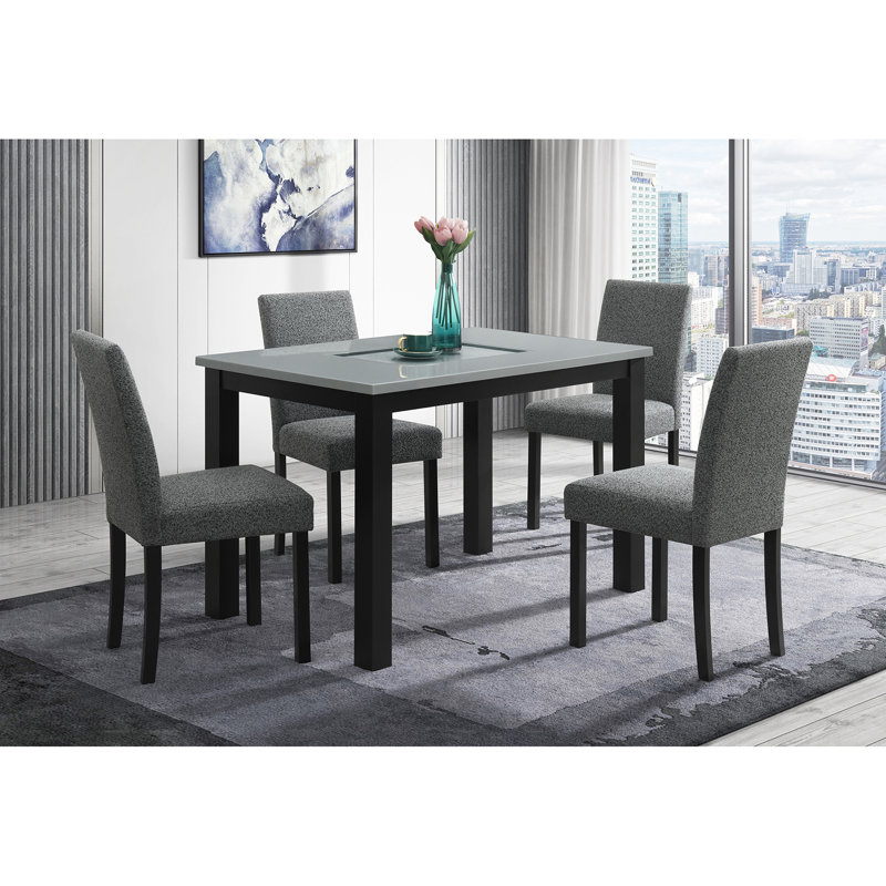 Ensemble table et chaises de salle à manger élégant gris et noir
