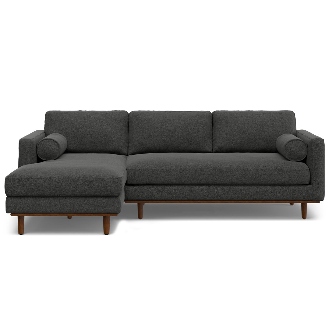 Morrison Large Left Sectional Sofa,Mid-Century Modern Couch with Chaise Lounge and Eco-Friendly Woven-Blend Fabric Simpli Home Upholstery 