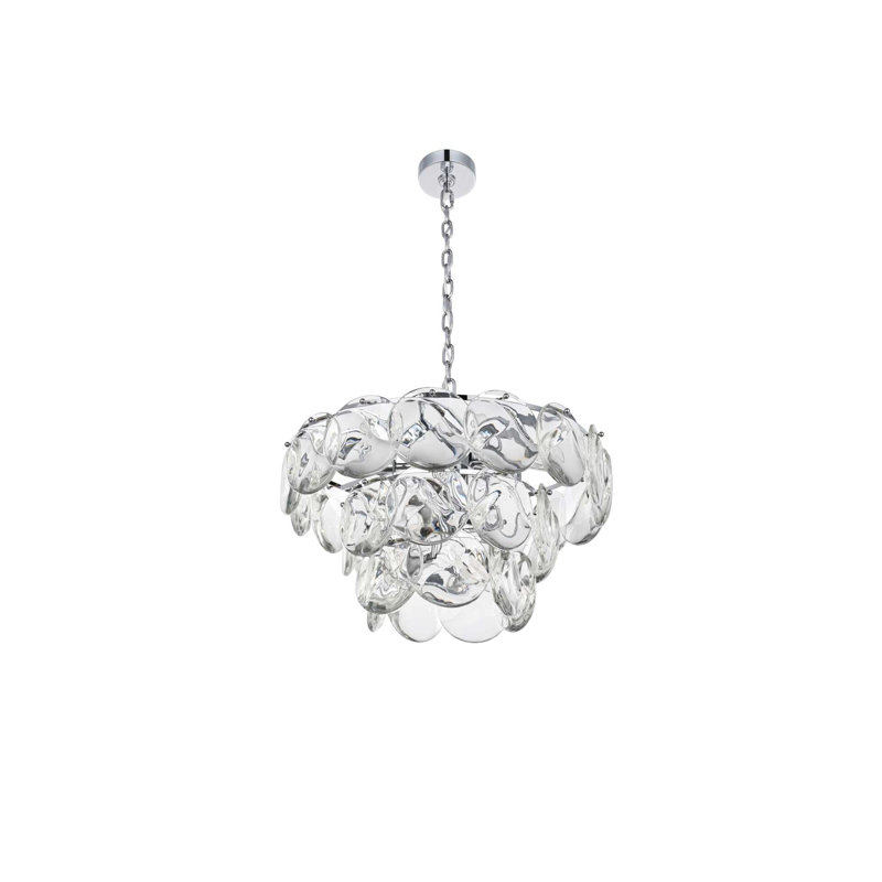 Lustre en cristal 24 pouces Ikeny, 12 lumières, H 14 po x l 24 po x P 24 po, Chrome chrome