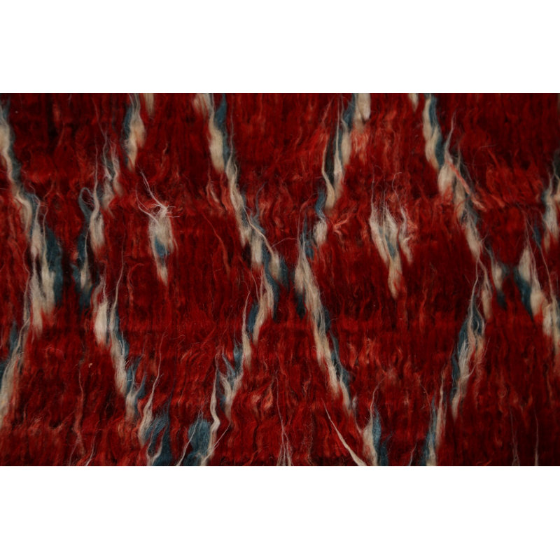 Tapis rouge marocain Trellis fabriqué à la main 7 x 10