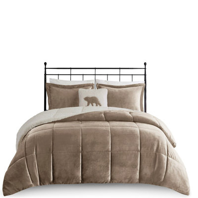King To Comforter - , Taupe , 6D Fiber Fill , Taupe+, 102"W X 86"