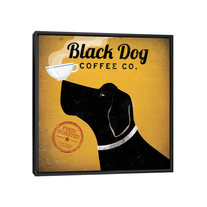 «Black Dog Coffee Co.» - Reproduction d'art graphique sur toile tendue, H 18 po x l 18 po x P 1,5 po, Toile avec cadre noir