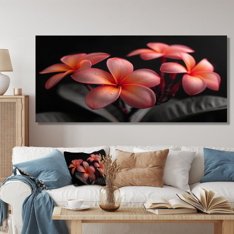 Neumann - Plumeria Wall Art Living Room, Toile tendue, H 28 po x l 60 po