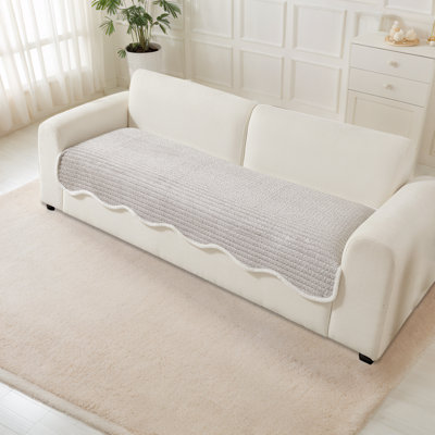 Special-Shaped Slipcover With Elegant Faux Fur Edging – Washable, Non-Slip Sofa And Furniture Cover For Pets